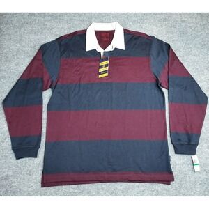 NWT Arrow Rugby Polo Shirt Men's L Maroon Blue Striped Preppy Classic 2006 NEW!